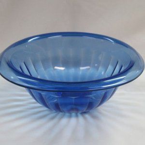 Hazel Atlas Cobalt Blue Vertical Ribbed 7 3/4 Inch Mixing or Kitchen Bowl